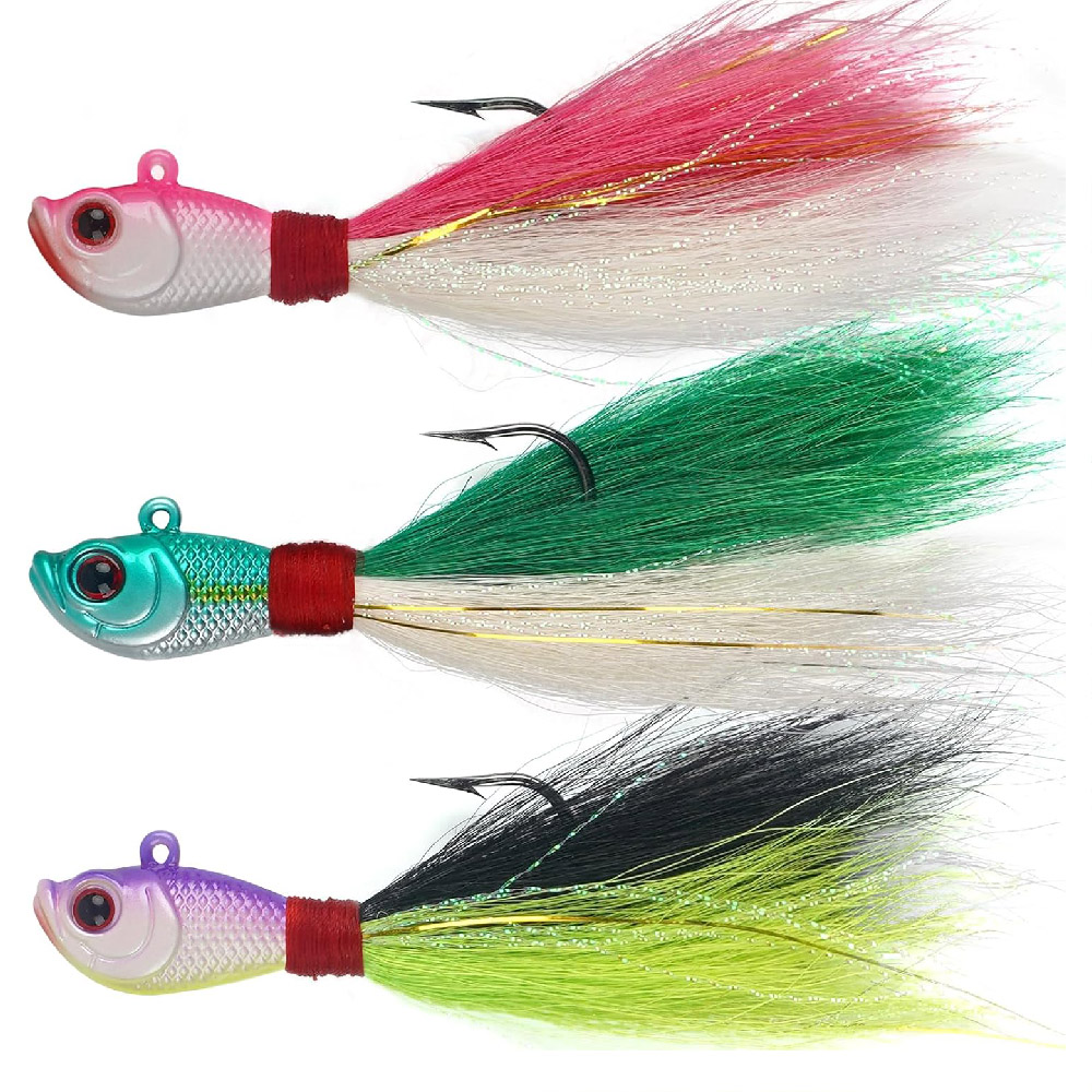 Surf Fishing Equipment - 3pcs Bucktail Jigs Saltwater Freshwater Lures