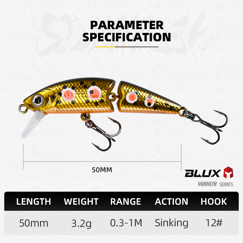 BLUX DR. Minnow Joint 50S Swim - Trout Fishing Lure recension och pris