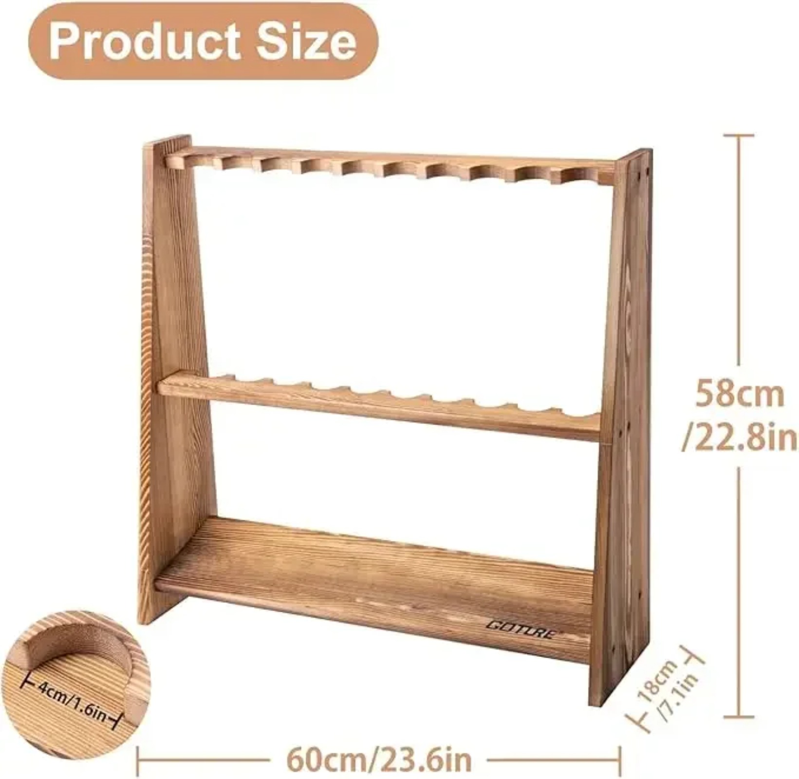 Goture Carbonized Pine Wood Fi - Fishing Equipment Holder recension och pris