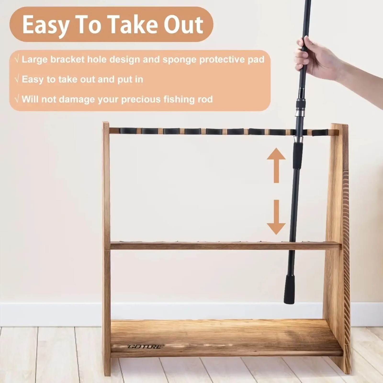 Goture Carbonized Pine Wood Fi - Fishing Equipment Holder recension och pris