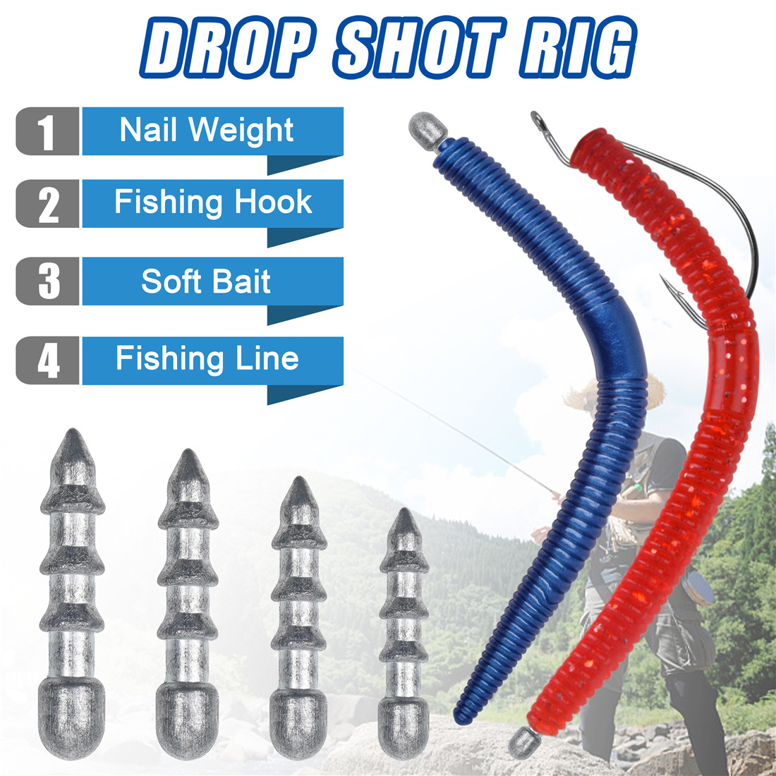 60PCS Nail weights Worm Fishin - Trout Fishing Lure recension och pris