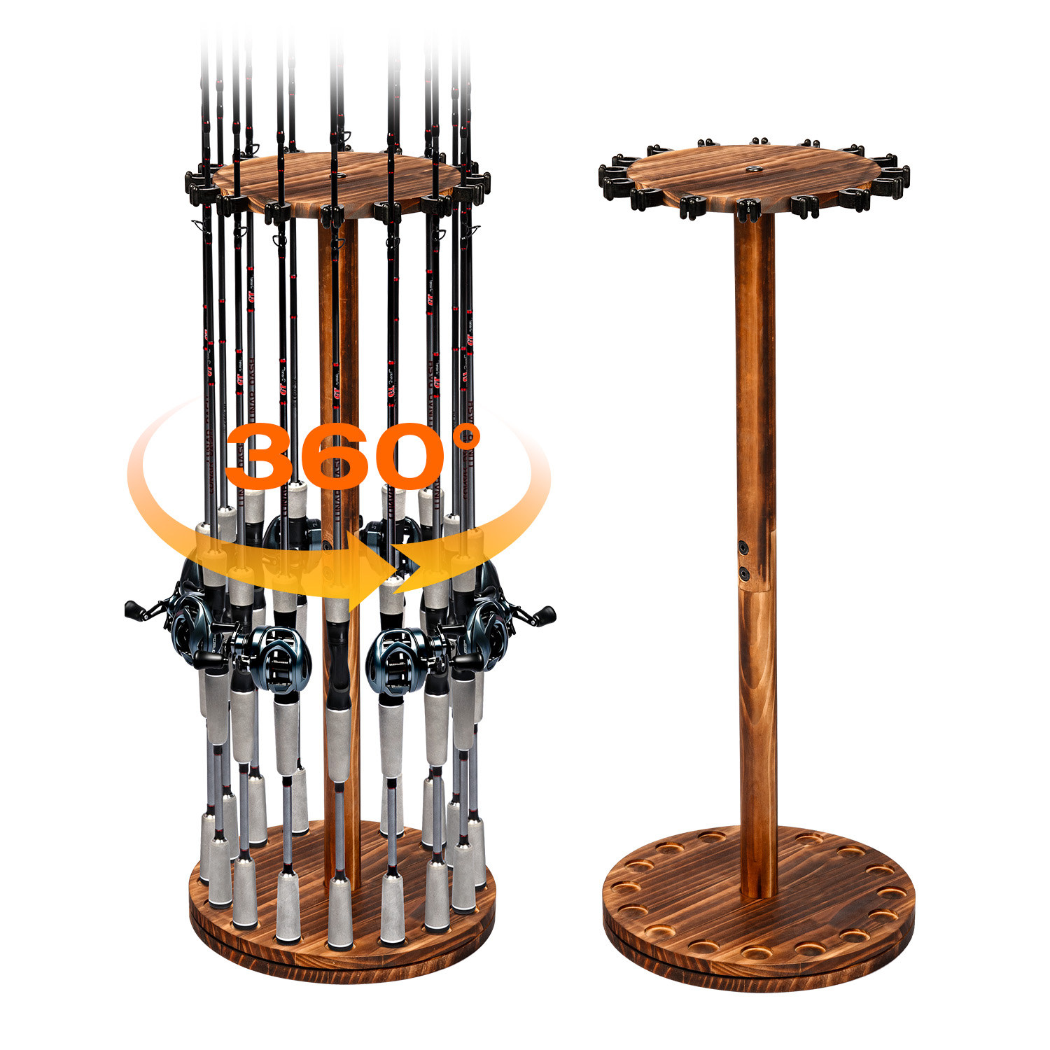 Round Carbonized Wood Fishing  - Fishing Equipment Holder recension och pris