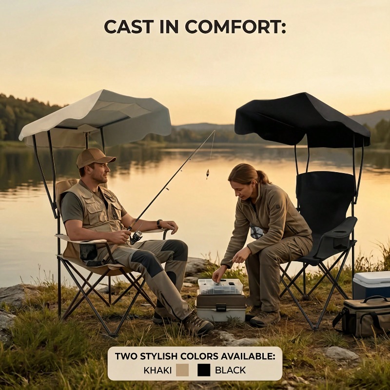 Outdoor Camping Chair With Awn - Fishing Equipment Holder recension och pris